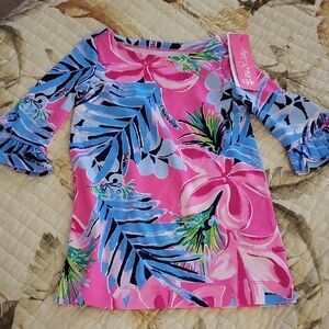 Lilly Pulitzer Mini Sophie Pink and Green Tropical Dress